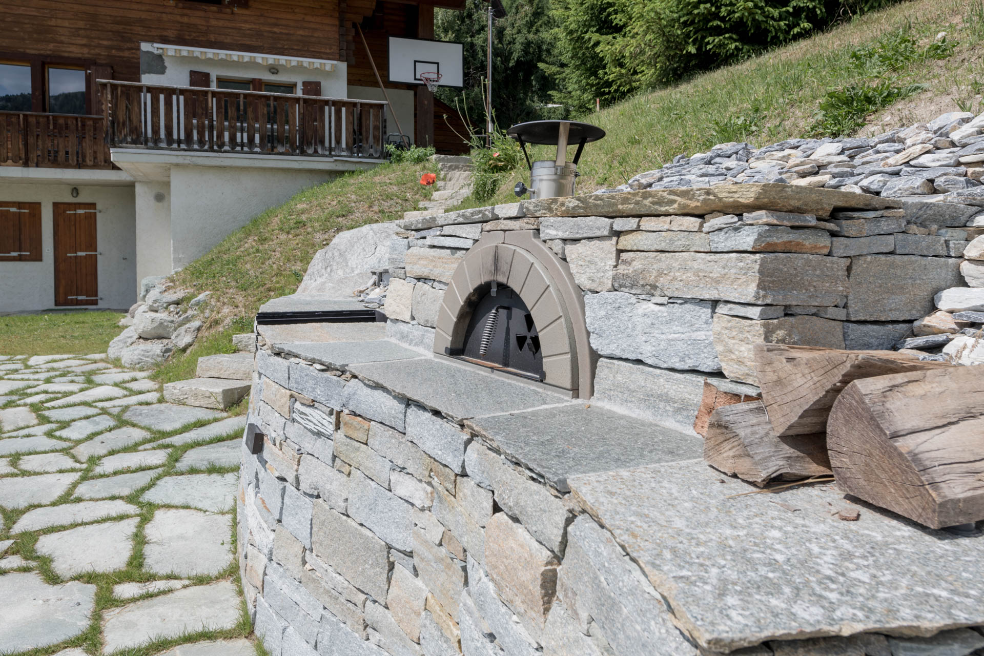 Chandolin landscaping. Bread oven.